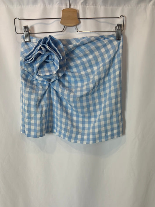 MANGO. Falda corta cuadros vichy T.36