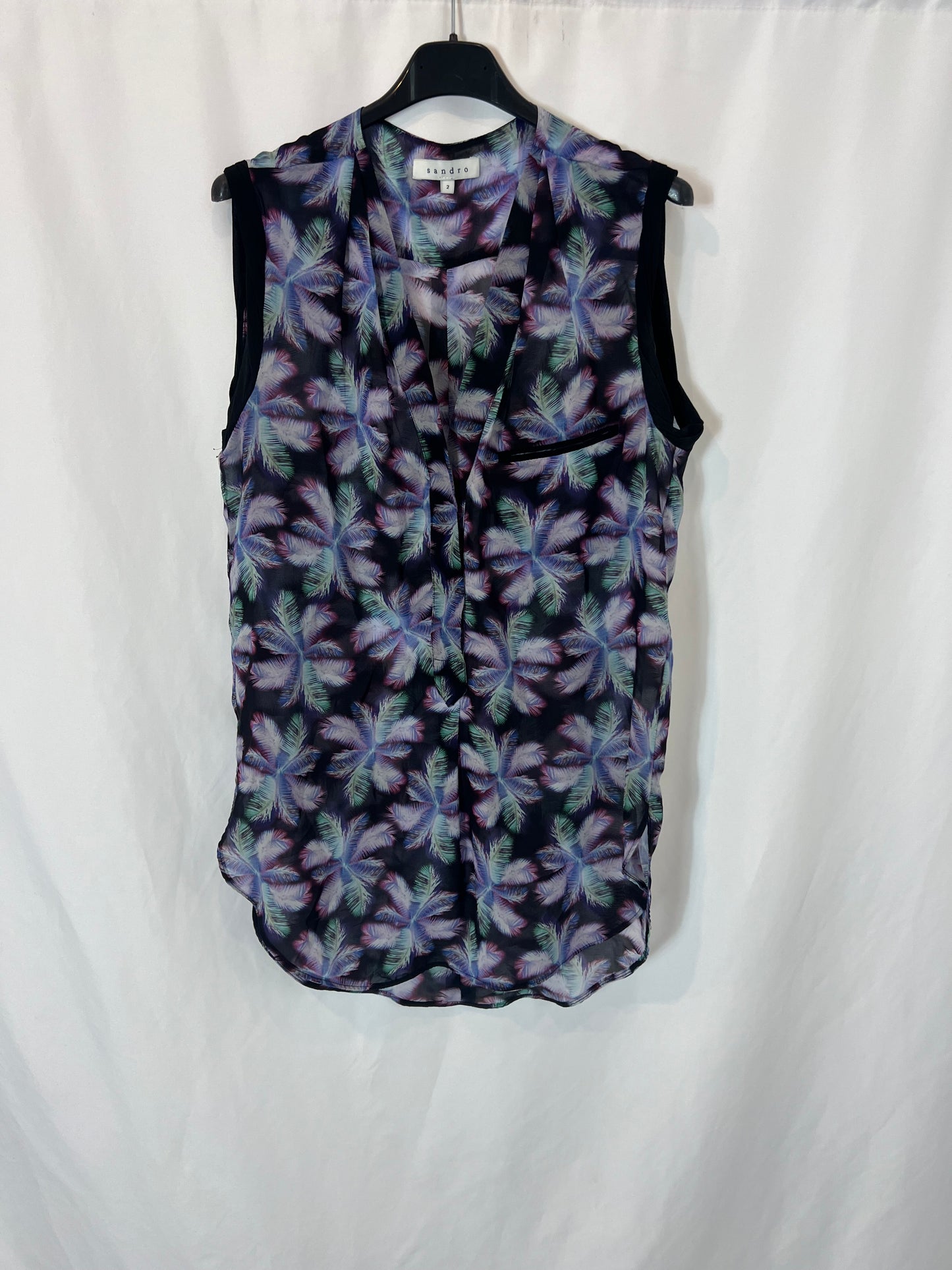 SANDRO. Black palm tree blouse TM