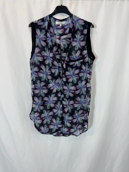 SANDRO. Black palm tree blouse TM