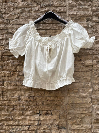 H&M. Top blanco escote barco