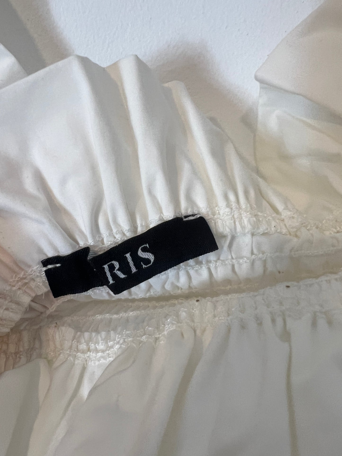 IRIS. Vestido largo blanco detalle nido de abeja. T M