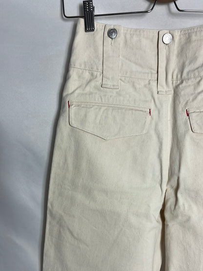 ISABEL MARANT. Pantalón color crudo denim recto abotonado T 34