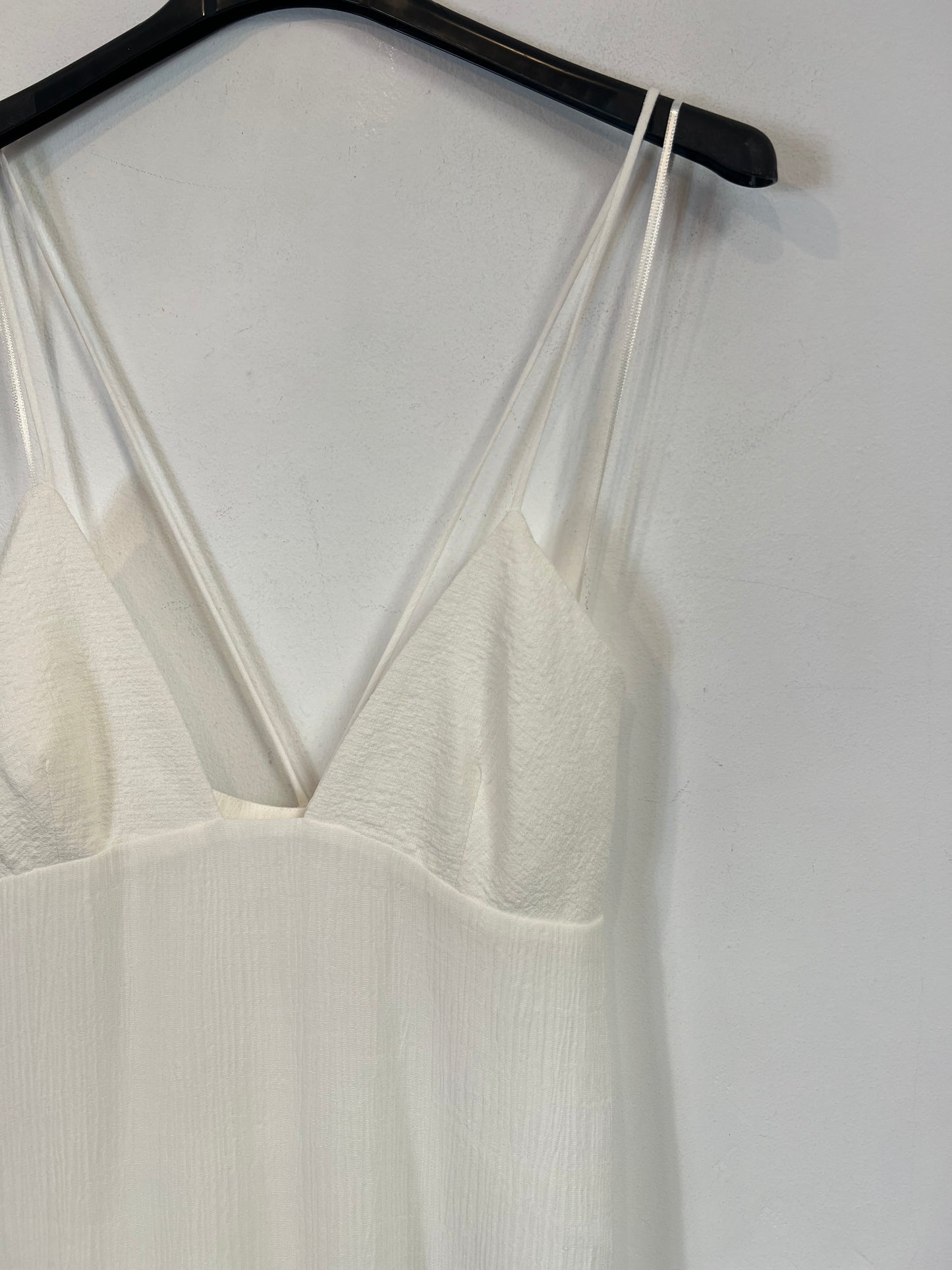 ZARA. Vestido largo blanco textura T.s