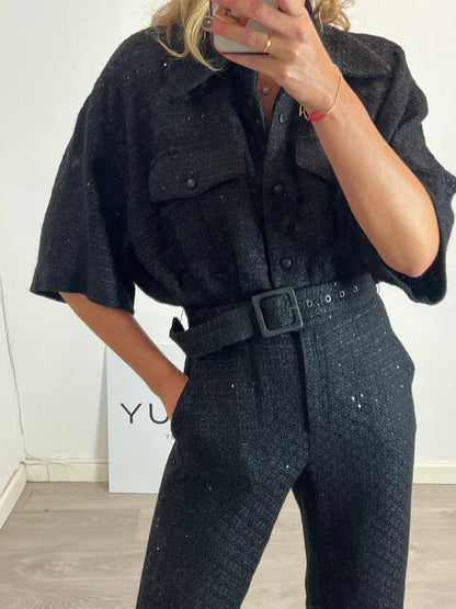 UTERQÜE. Mono negro tweed T.s