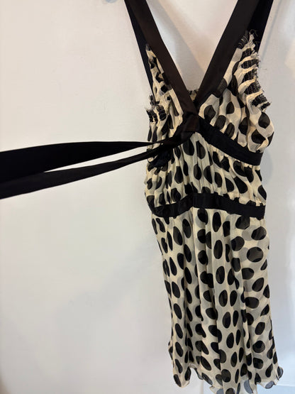 PATRIZIA PEPE. Vestido corto lunares seda