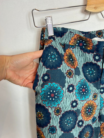 BELLA JONES. Printed blue trousers. Size 1 (S)