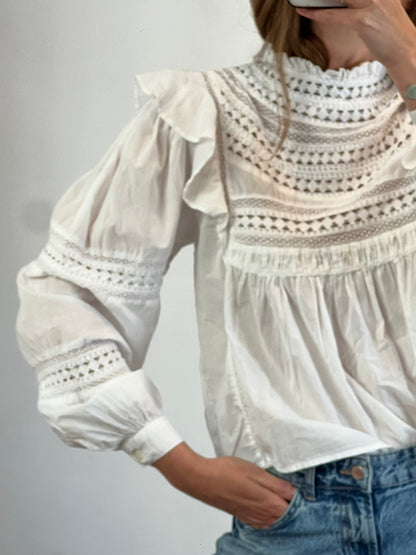 THE NEW SOCIETY. White lace blouse. TL