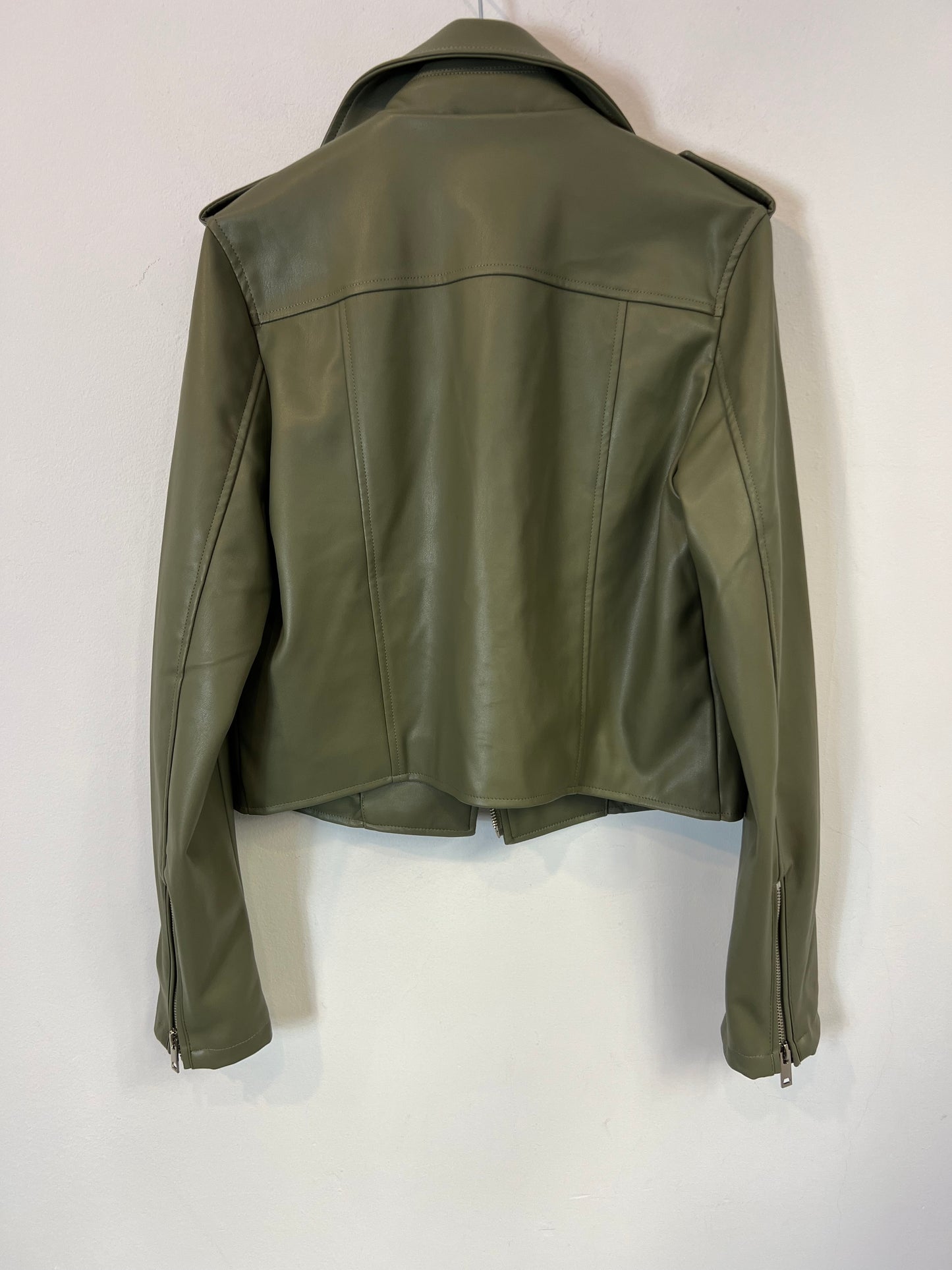 THE DROP. Chaqueta efecto piel verde. T S