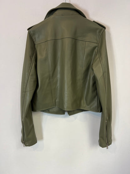 THE DROP. Chaqueta efecto piel verde. T S
