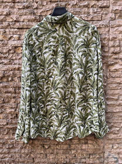 UTERQÜE. Blusa verde hojas seda T.m