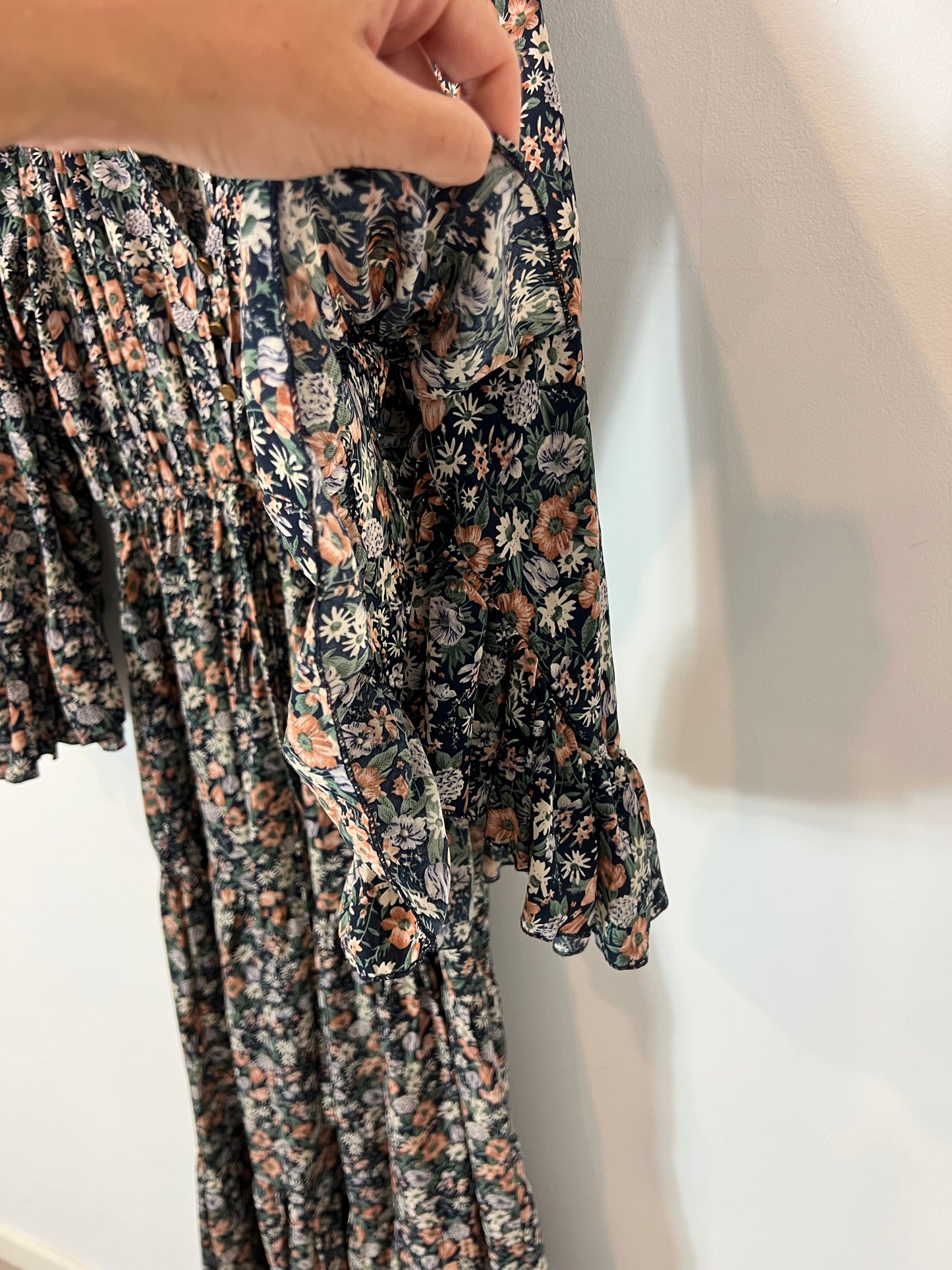 BUGANVILIA. Vestido largo flores volantes. T S/M