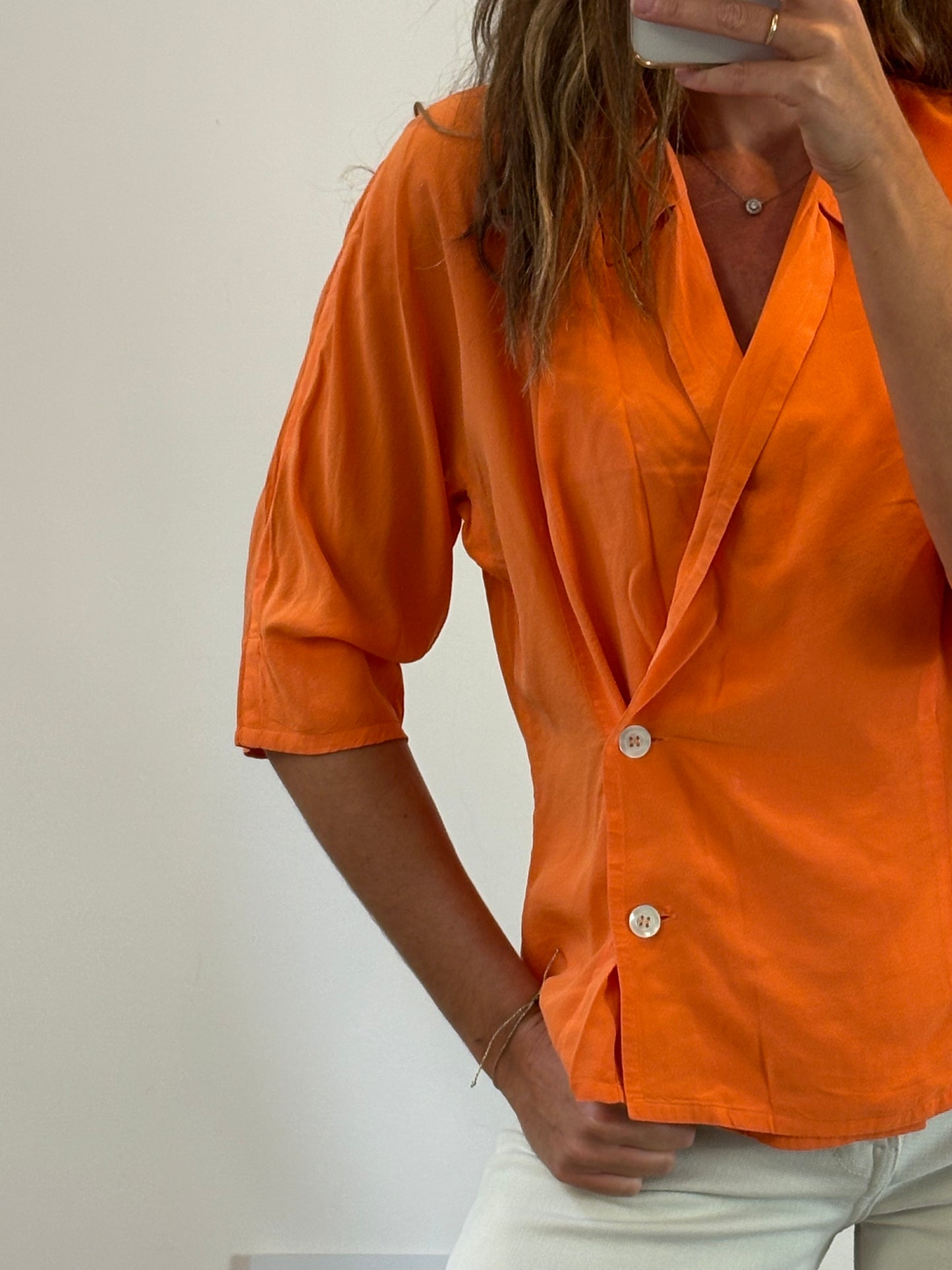JIL SANDER. Blusa cruzada seda