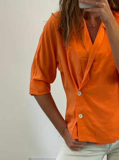 JIL SANDER. Blusa cruzada seda