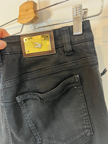 ETRO. Denim negro detalle flecos. T 27 (36)