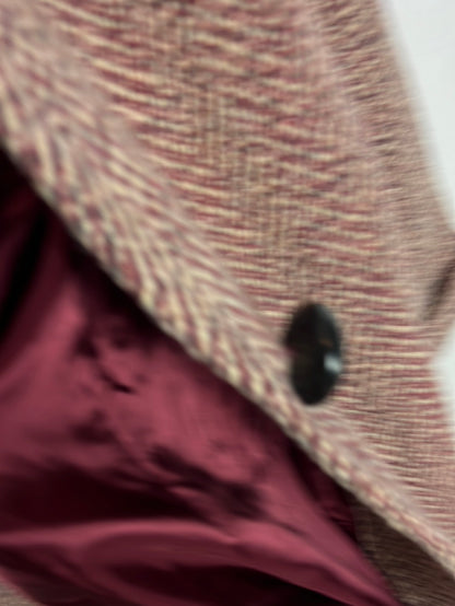 MASSIMO DUTTI. Abrigo/chaqueta burdeos y beige jaspeado . T M