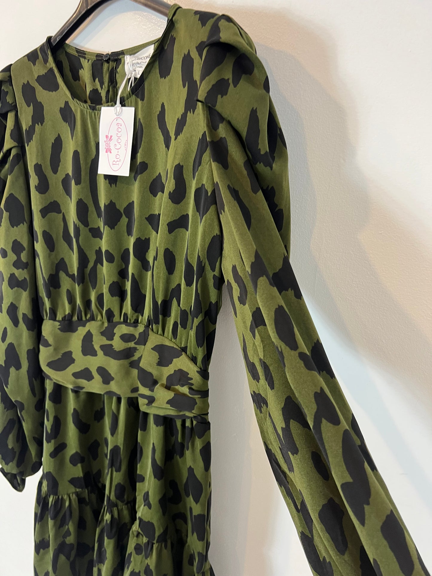 RETRO&amp;ICONE. Short green print dress TL