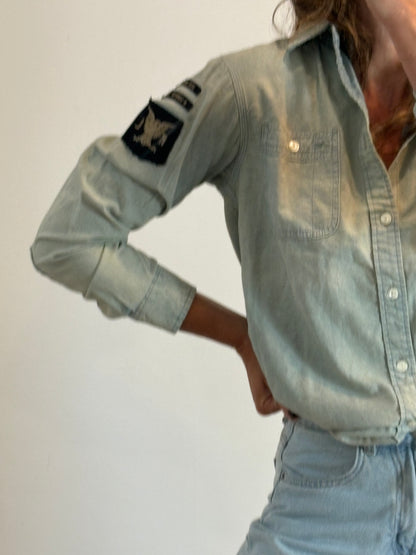 RALPH LAUREN. Camisa denim fluida logo. T M