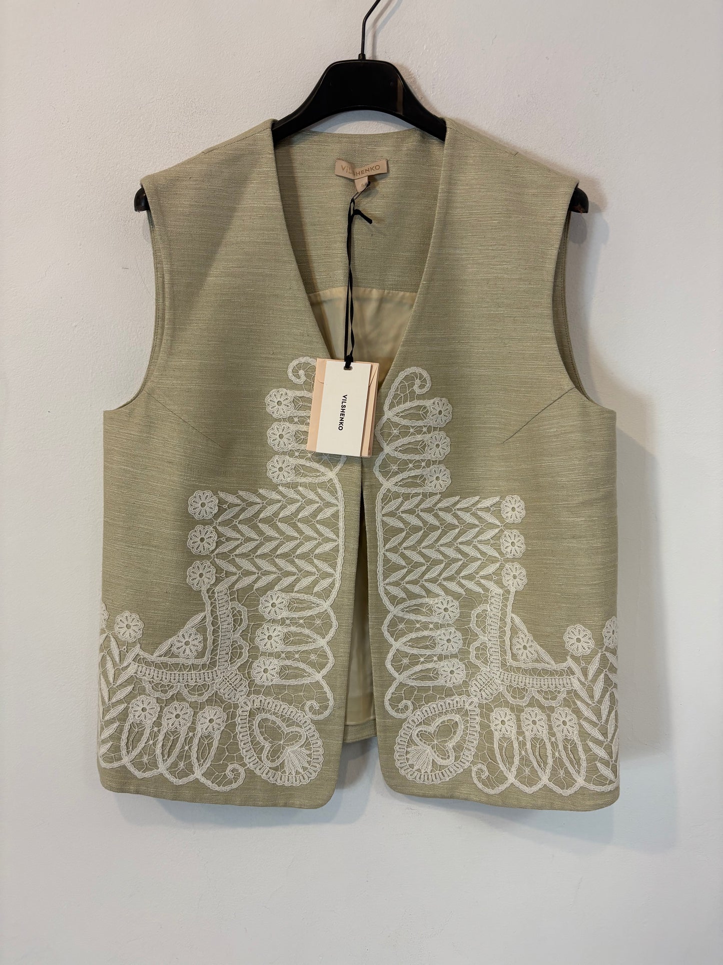 VILSHENKO. Chaleco seda bordados. T 8 (M)