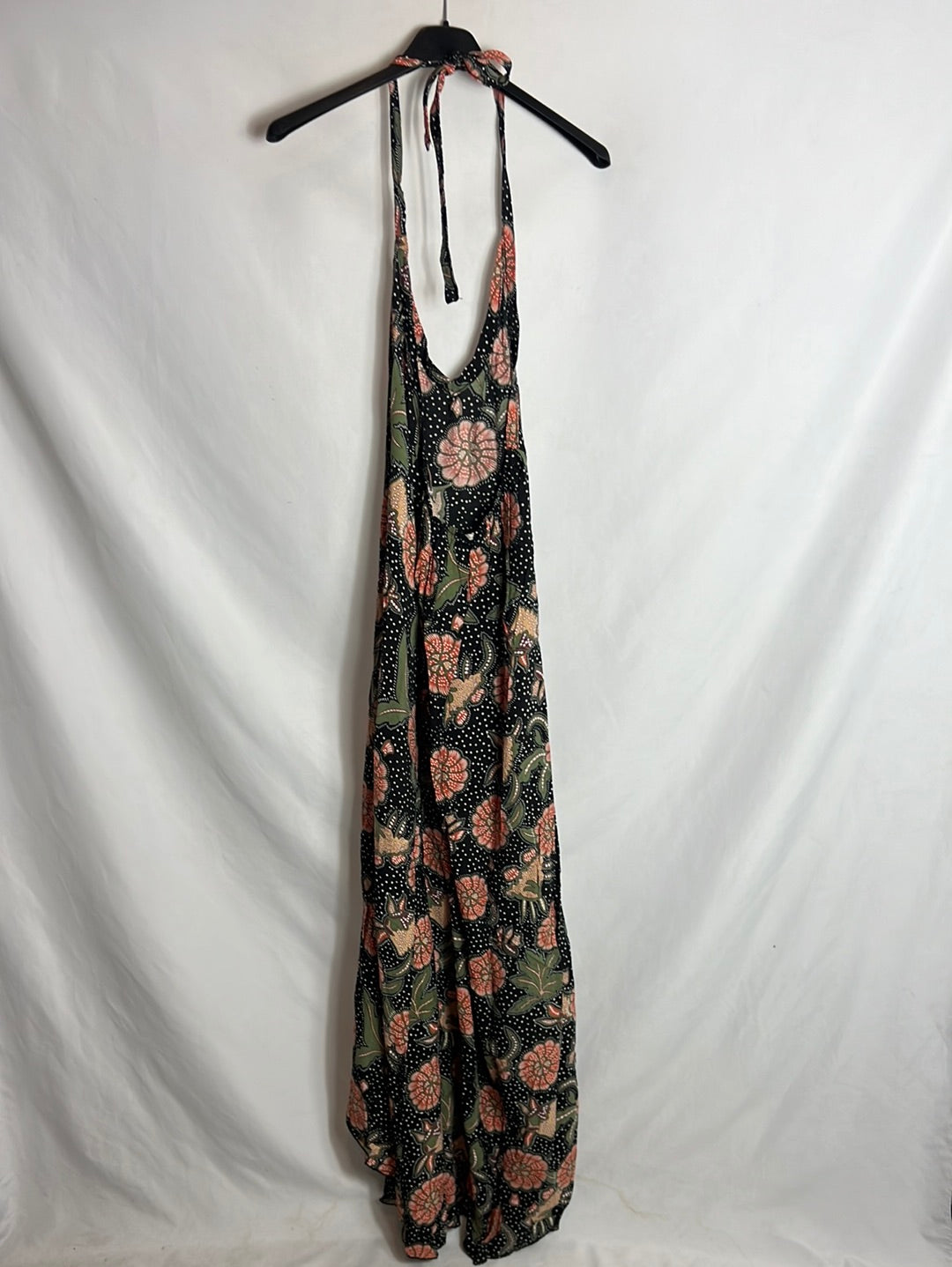 RENATTA&GO . Vestido largo negro estampado . TU (s)