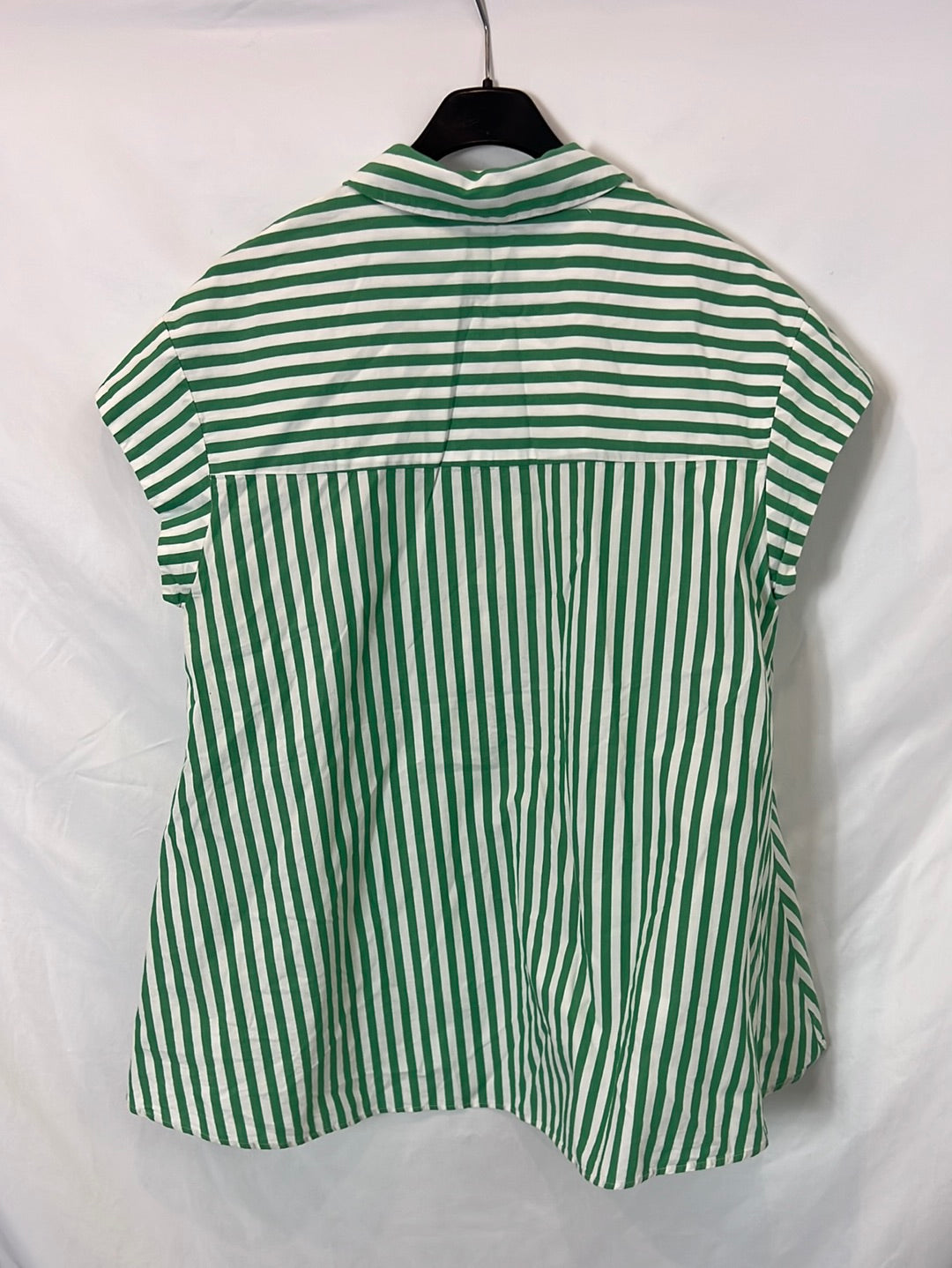 ZARA. Green and white striped flowing shirt Tl