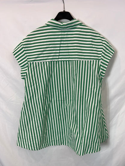 ZARA. Green and white striped flowing shirt Tl