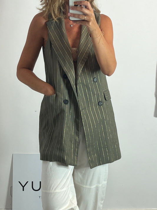 SCALPERS. Chaleco verde rayas. T M