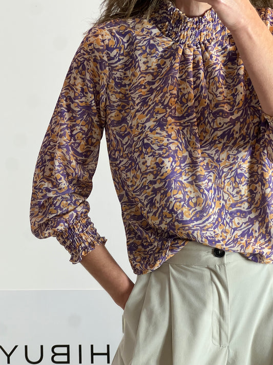 MUSCARI. Beige printed Ts blouse