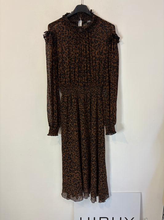 ZARA. Vestido estampado marrones