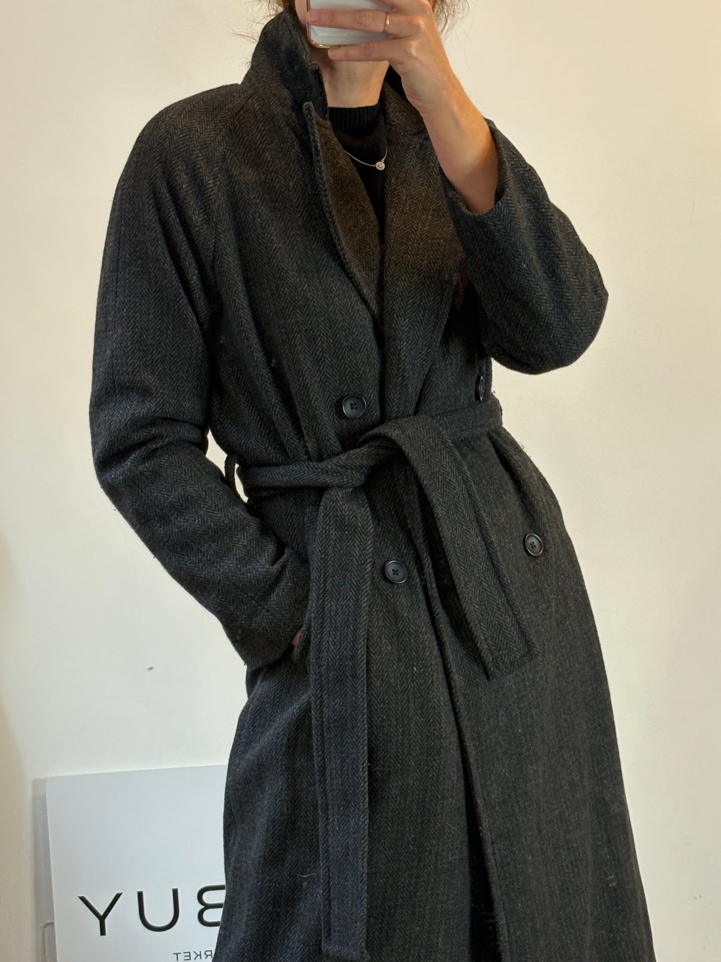 THE DROP. Abrigo largo gris jaspeado