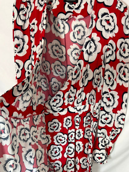 TARA JARMON. Vestido corto rojo flores. T 36