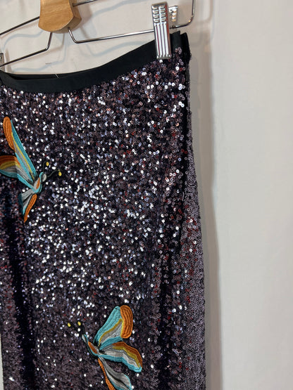 H&M. Falda midi lentejuelas T.36