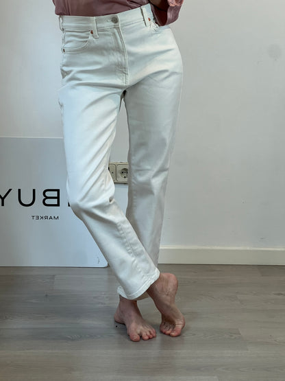 MANGO. Pantalón recto blanco T.38