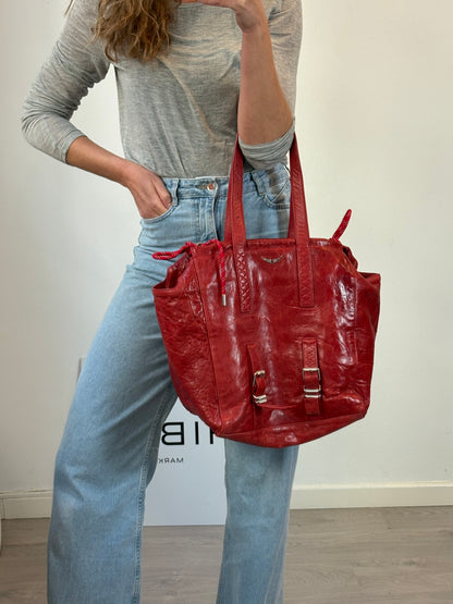 ZADIG & VOLTAIRE. Bolso shopper rojo piel