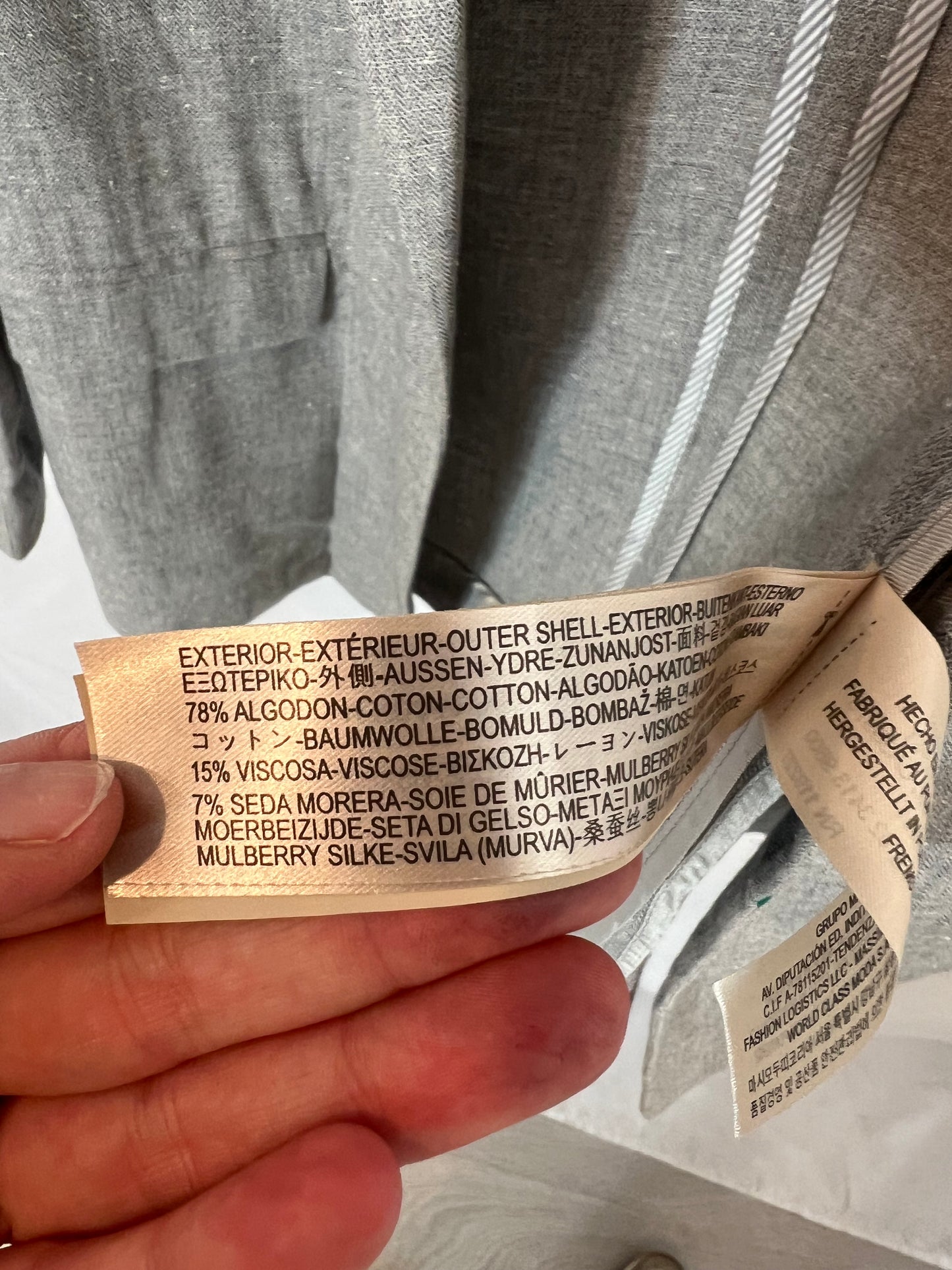 MASSIMO DUTTTI. Blazer gris jaspeada algodón. T XS