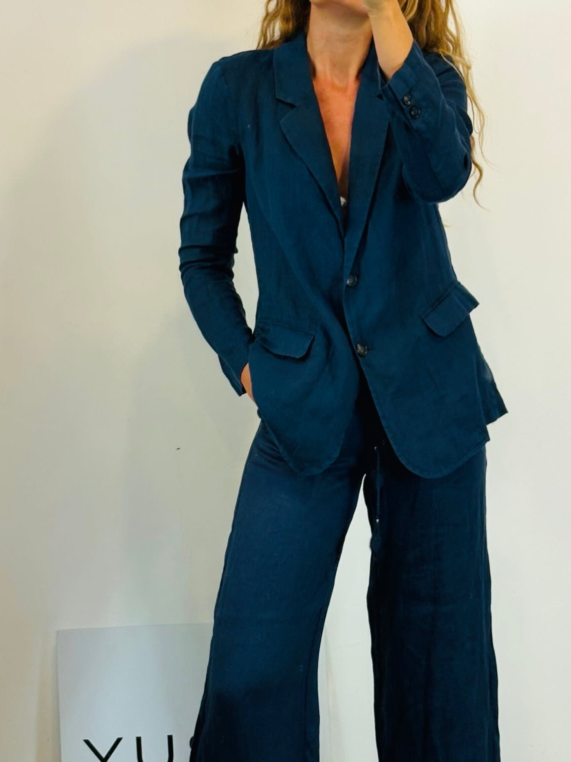 OTTOD´AME. Traje de chaqueta lino azul