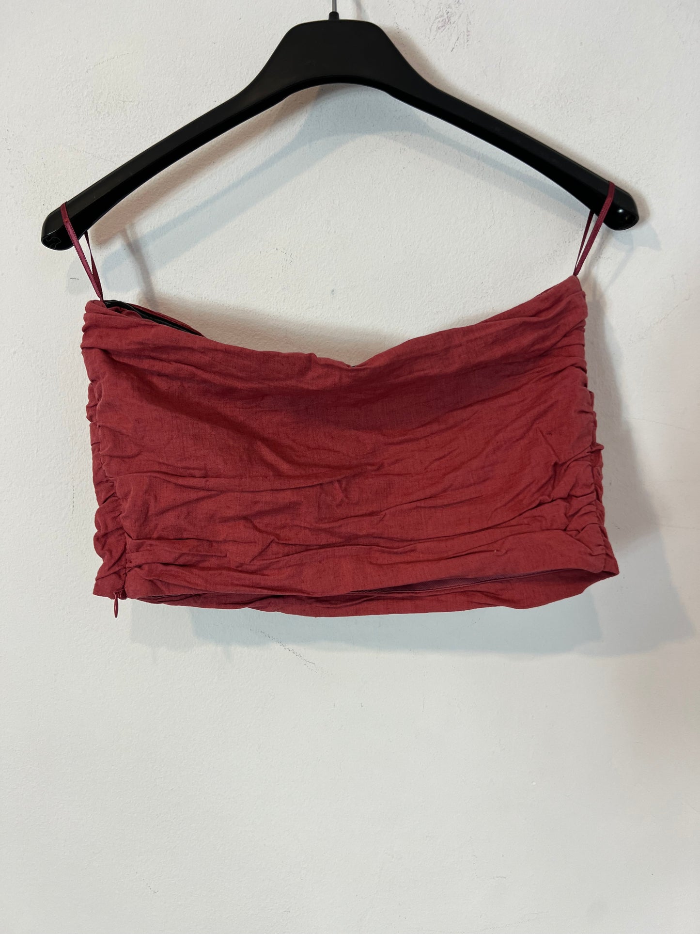 ZARA. Croptop rosa fruncido lino  T.s