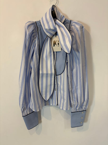 LAGANINI. Striped blouse with bow detail. TM/L