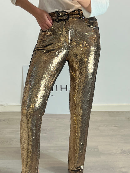 IRO. Pantalón largo lentejuelas T.36