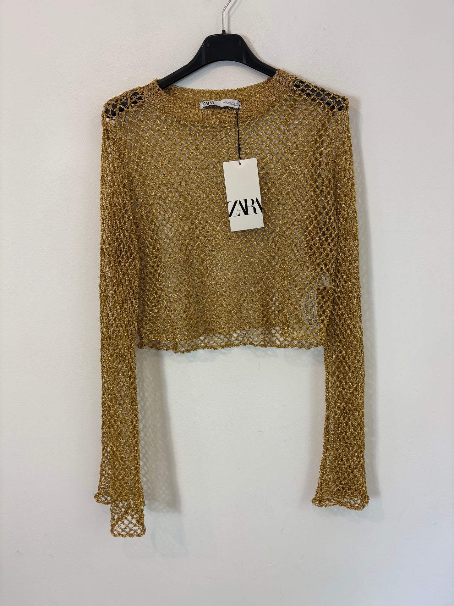 ZARA. Top tejilla dorado. T S
