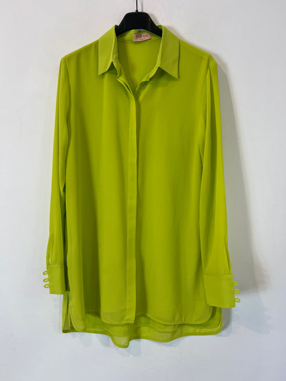 BIMANI. Blusa verde lima abotonada T.m