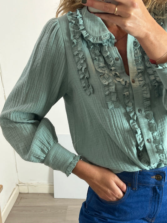 MAGNOLYA. Baby blue collar blouse S.1(s)