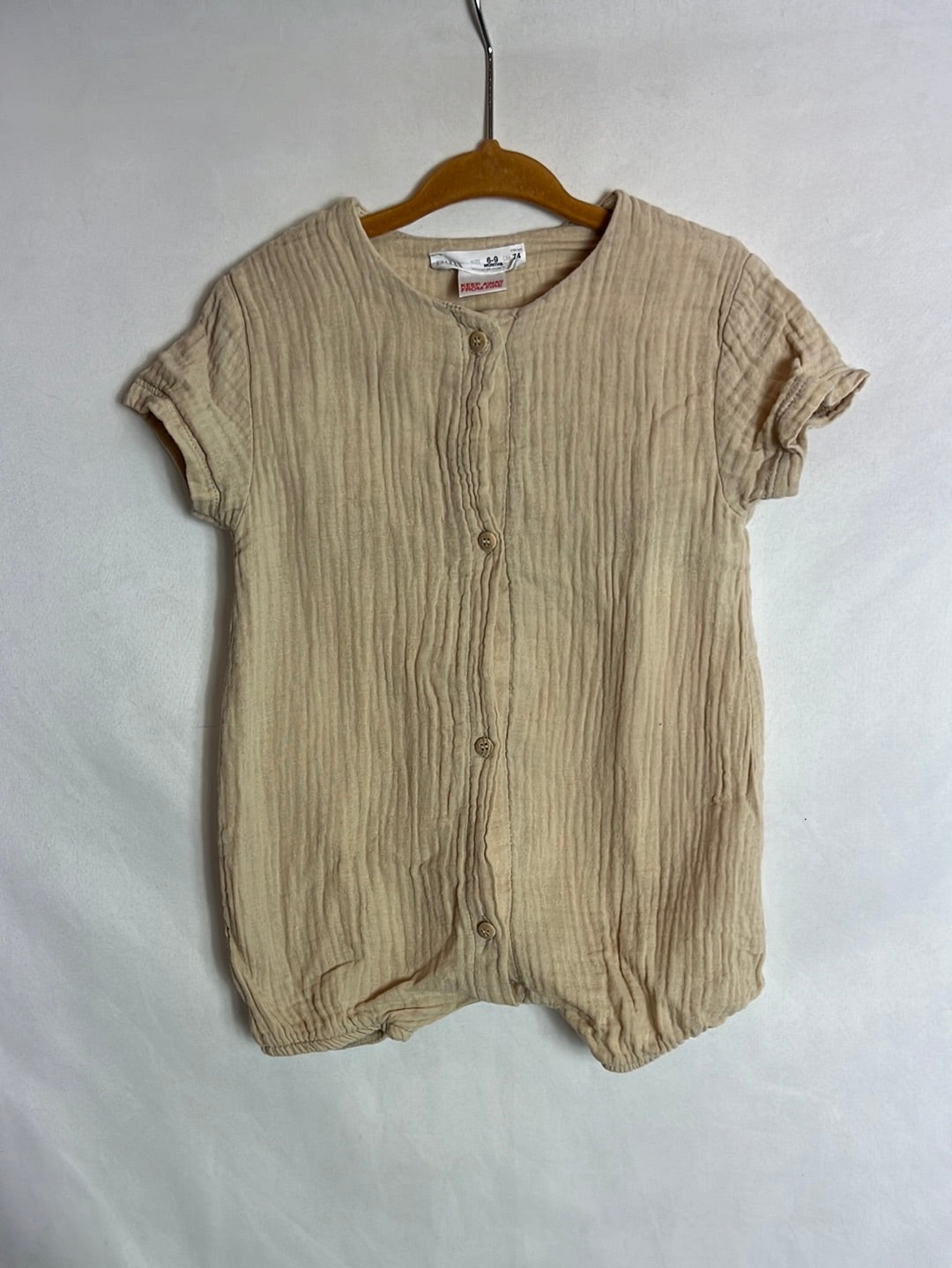 ZARA. Beige bamboo romper. Size 6-9 months