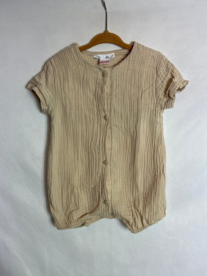 ZARA. Beige bamboo romper. Size 6-9 months