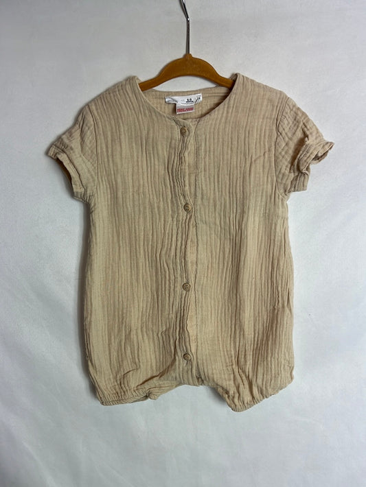 ZARA. Beige bamboo romper. Size 6-9 months