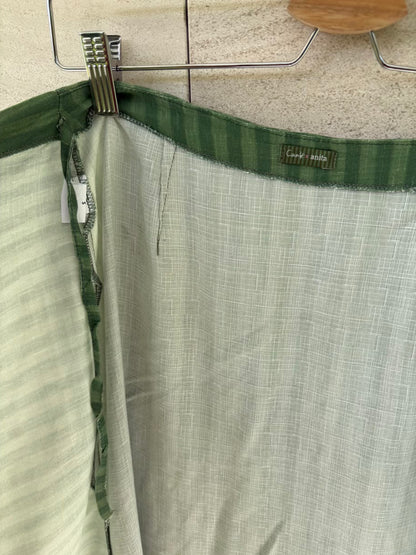 CANTÉ x ANITA. Falda larga cruzada rayas en verde