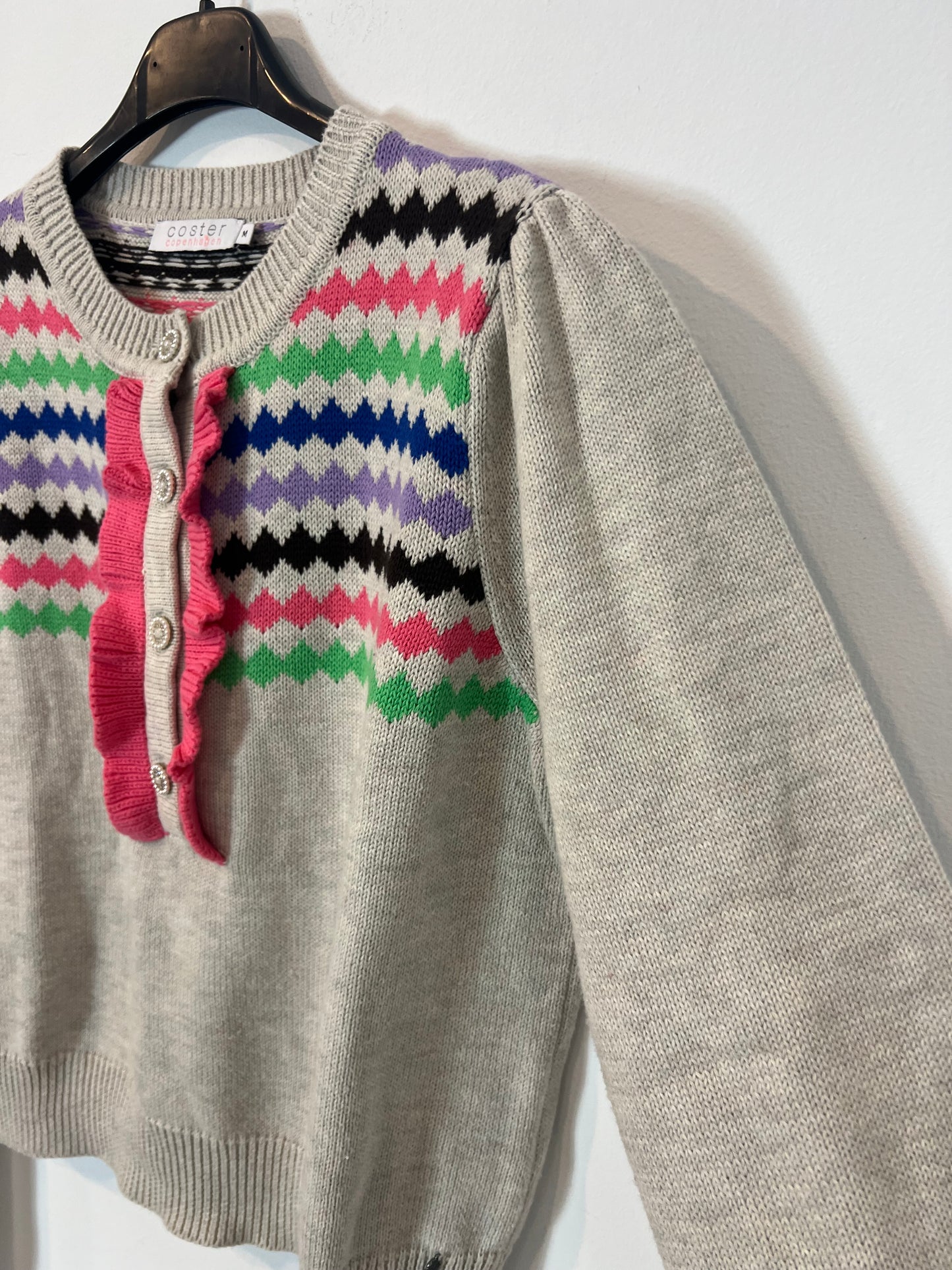 COSTER COPENHAGEN. Jersey gris detalles escote. T M