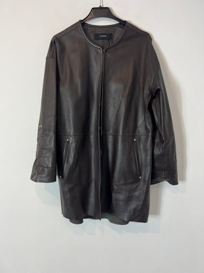 UTERQÜE. Chaqueta marrón chocolate piel. T M