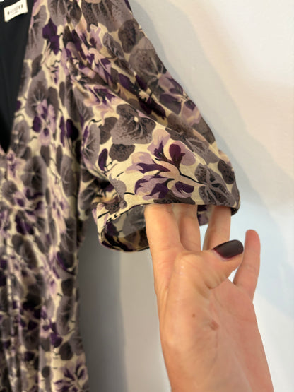 MASSCOB. Printed silk midi dress. Size XS