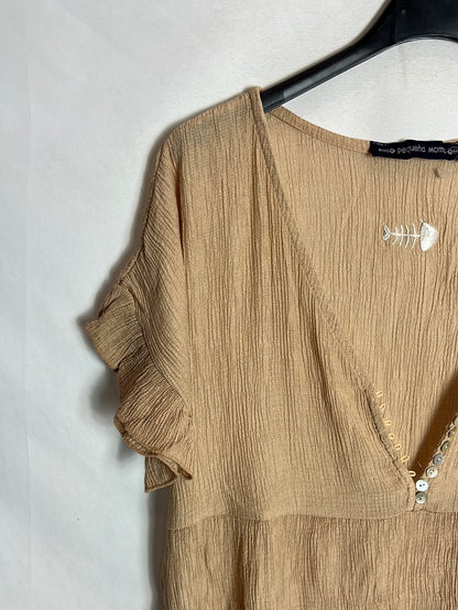 PEQUEÑA MOMA. Top beige textura. TU (s/m)