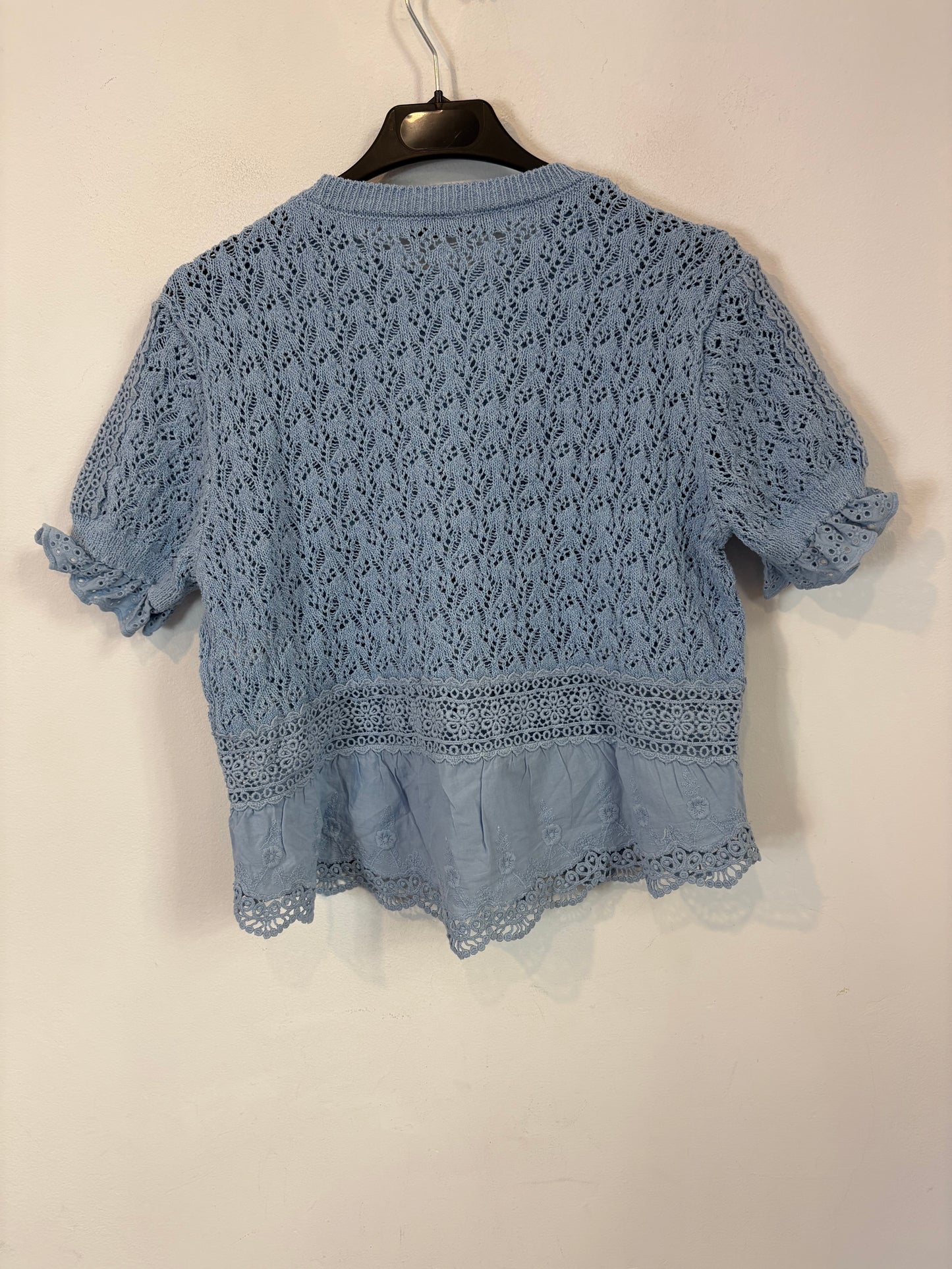 ZARA. Top azul claro texturas